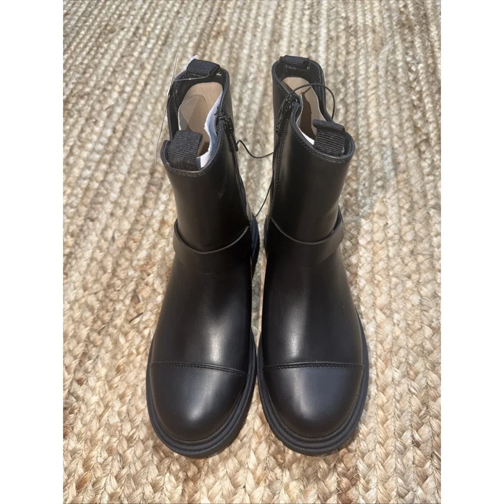 Art Class Girls Black Crosby Boots Moto Faux Leather Boots Size 4